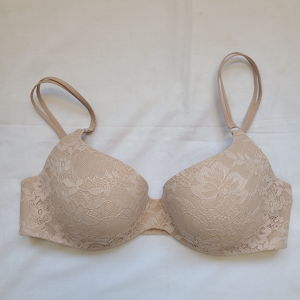 Victoria's Secret Angels "Secret Embrace" Lace T-Shirt Bra 34D - Nude